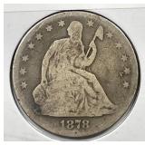 1878 Seated Liberty Silver Half Good G