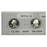 1976-S Washington Proof Quarter Pair Clad & Silver