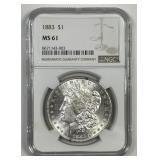 1883 Morgan Silver $1 Uncirculated NGC MS61