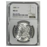 1885 Morgan Silver $1 Uncirculated NGC MS61