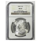 1880-S Morgan Silver $1 Gem BU NGC MS65