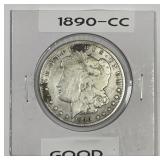 1890-CC Morgan Silver $1 Carson City Good G detail