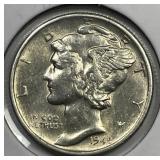 1945-S Mercury Silver Dime MICRO S Variety AU