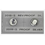2018-S Reverse Proof & 2019-S Proof Silver Dimes
