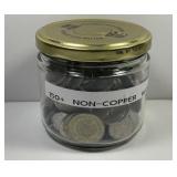 WORLD: Jar with 150+ Non-Copper Foreign Coins