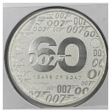 TUVALU: 2022 Silver $1 007 James Bond 60th 1 oz