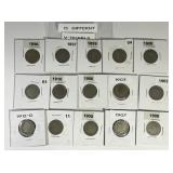 Fifteen Different Dated Liberty Head V Nickels