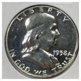 1958 Franklin Silver Half Proof PRF