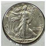 1942 Walking Liberty Silver Half AU