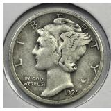 1925-D Mercury Silver Dime Very Fine VF