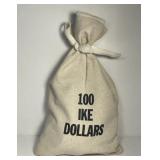 Canvas Bag of 100 Eisenhower IKE Dollars