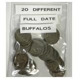 Twenty Different Full Date Buffalo Nickels