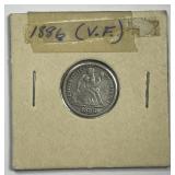 1886 Seated Liberty Silver Dime Fine F+