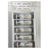 5 Birthplace Mint Wrapped 2009 Lincoln Cent Rolls