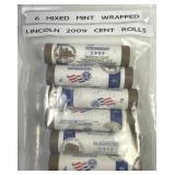 6 Mixed Design Mint Wrapped 2009 Lincoln Cent Roll