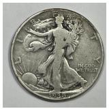 1938-D Walking Liberty Silver Half Key Date Good