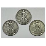 1937 P D S Walking Liberty Silver Half Trio