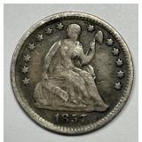 1857 Seated Liberty Silver Half Dime H10c Fine F