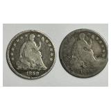 1858 & 1858-O Seated Liberty Half Dime H10c Pair
