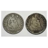 1859 & 1859-O Seated Liberty Half Dime H10c Pair