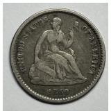 1860-O Seated Liberty Silver Half Dime H10c Fine F