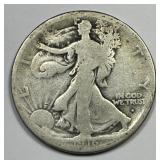 1916-S Walking Liberty Silver Half About Good AG