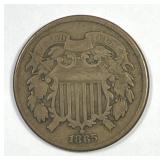 1865 Two Cent Piece Very Good VG