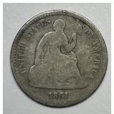 1861 Seated Liberty Silver Half Dime H10c Good G