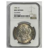 1904 Morgan Silver $1 NGC UNC details