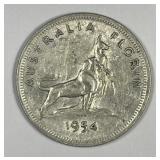 AUSTRALIA: 1954 Silver Florin XF