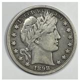 1898 Barber Silver Half Very Good VG+