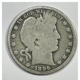 1896-O Barber Silver Half About Good AG