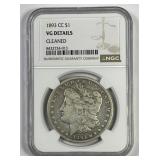 1893-CC Morgan Silver $1 Carson City NGC VG detail