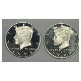 1995-S & 1999-S Proof Kennedy Silver Half Pair