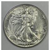 1943 Walking Liberty Silver Half AU