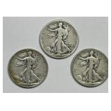 Three Different 'S' Minted Walking Liberty Half