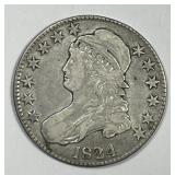 1824 Capped Bust Silver Half Very Fine VF