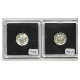 1923 P & S Mercury Silver Dime Pair