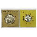 1964 Kennedy Half & 1959 Dime Silver Coin Pair