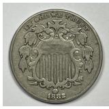 1882 Shield Nickel Filled Date Error Fine F