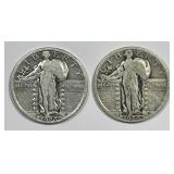 1926 P & S Standing Liberty Silver Quarter Pair