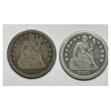 1842 & 1842-O Seated Liberty Silver Dime Pair
