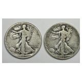 1919 D & S Walking Liberty Silver Half Pair
