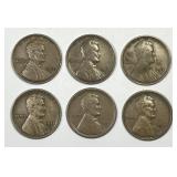 Six Early Dated 'S' Mintmarked Teen Lincoln Cents
