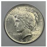 1925 Peace Silver $1 About Uncirculated AU