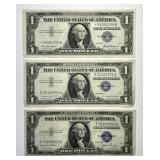 1957 $1 Silver Certificate Blue Seal Trio XF/AU