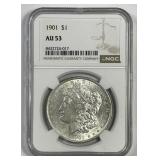 1901 Morgan Silver $1 NGC AU53
