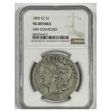 1892-CC Morgan Silver $1 Carson City NGC VG detail