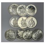 Lot of 10 Impaired Proof & BU 1982 Washington 50c