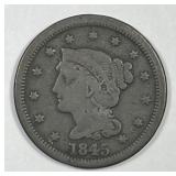 1845 Braided Hair Large Cent Very Good VG